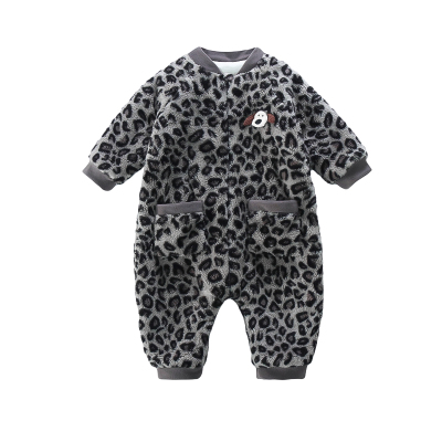 女童珊瑚绒睡衣双层加厚卡通豹纹