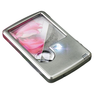 拜斯特6倍卡片式放大镜带灯轻薄便携老人阅读看信息方型两种倍率