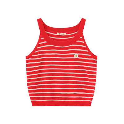 早春韩系条纹显瘦甜酷针织吊带