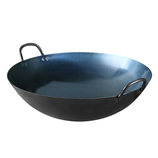 商用家用老式无涂层双耳熟铁锅大铁锅炒菜锅传统厨师炒锅燃气专用