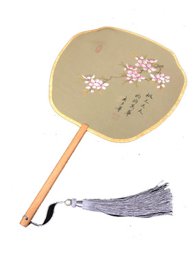 布空白小团扇女汉服刺绣diy熟绢