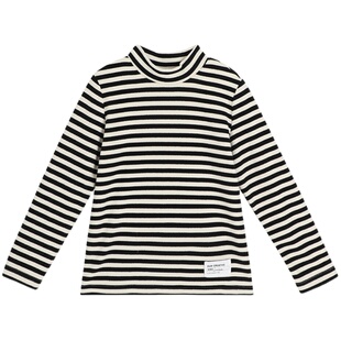 布丁哈鲁童装女童T恤2026秋冬季新款儿童半高领长袖德绒打底衫