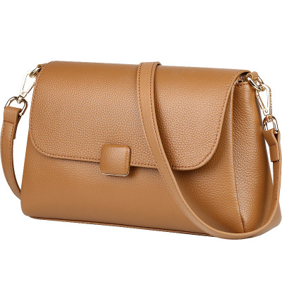 头层牛皮多隔层通勤斜挎腋下包