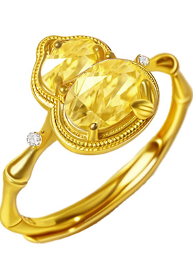 宫里上新天然黄水晶竹节戒指