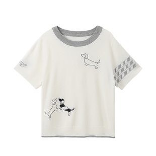 布丁哈鲁童装夏装女童洋气短袖2026夏季新款儿童柔软冰丝小狗T恤