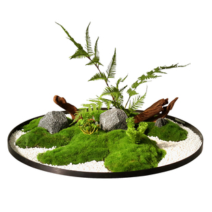 酒店餐桌中间转盘摆花圆桌装饰品摆件高端饭店包厢仿真花景观造景