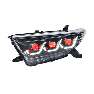 适用于12-14款汉兰达改装led跑马日行灯透镜流光转向前大灯总成