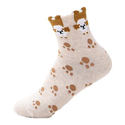 棉元素短袜常规厚款提花卡通