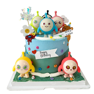 网红蛋仔派对主题蛋糕装饰插件可爱卡通手办摆件儿童男孩生日插牌