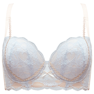 秋冬胖mm收副乳内衣蕾丝性感女大胸罩聚拢上托防下垂胸大显小文胸