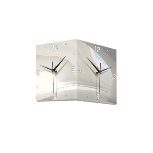 抽象简约客厅双面拐角挂钟创意转角时钟壁画灯led免打孔阳角钟表