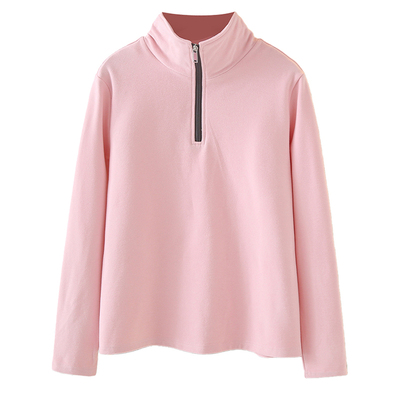 打底衫女大码正肩半拉链立领上衣