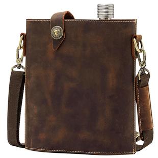 俄罗斯高档酒壶316不锈钢随身加厚真皮牛皮便携式1一3五5斤装白酒