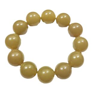 收藏级天然新疆和田玉纯糖料手链男式且末俄料糖圆珠子男款手串