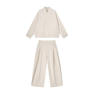 吴童童加绒加厚半开领长袖卫衣女秋冬韩系高级感宽松上衣长裤套装