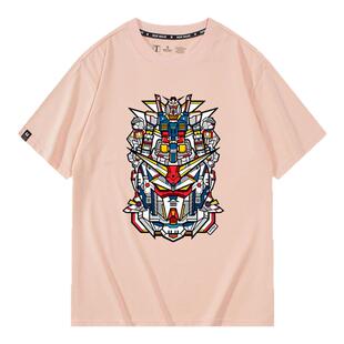 机动战士高达周边联名动漫周边纯棉短袖T恤男宽松休闲衣服夏季潮