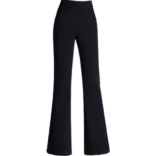 侧条烫钻雪尼尔条绒微喇裤加绒秋冬女裤高腰松紧腰保暖长裤喇叭裤