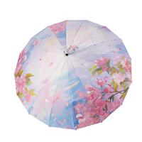 幕云16骨雙層雙面花黑膠防曬雨傘