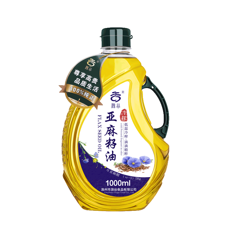 滁谷100%纯亚麻籽油1L装富含Omega-3亚麻酸冷吃热炒亚麻籽油