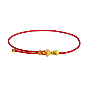 老克勒古法黄金如意手绳足金转运珠红绳编织手链手串女本命年礼物