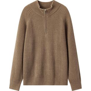 森柔|森马毛衫男冬季含羊毛针织衫老钱风拉链半开襟毛衣情侣内搭