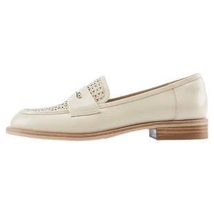 Nine West/玖熙春夏季清仓乐福鞋女圆头镂空小皮鞋透气低跟单鞋女