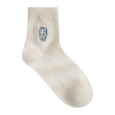 Himade女刺绣卡通中筒袜子