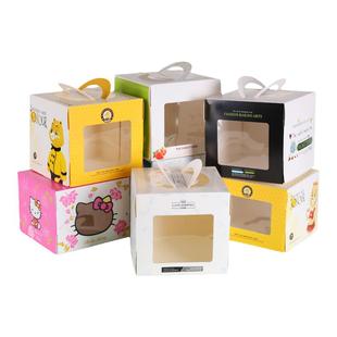 四4寸蛋糕盒子加高手提小西点打包盒加厚开窗高级慕斯蛋糕包装盒