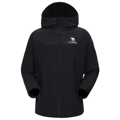 骆驼户外软壳衣男女同款连帽上衣2025春秋防泼水防风登山徒步外套