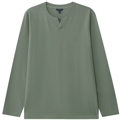 nautica/诺帝卡长袖小V领T恤