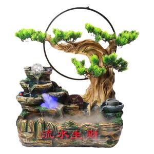 假山流水生财摆件喷泉中式家居桌面摆放装饰树脂创意乔迁开业礼品