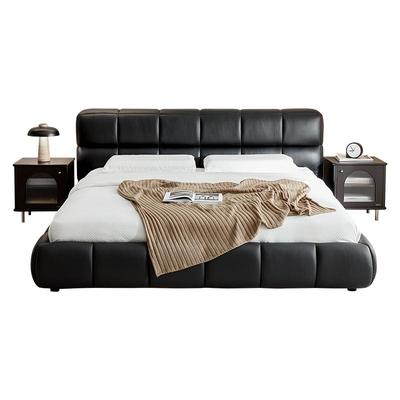 全友家居头层牛皮意式极简皮艺床