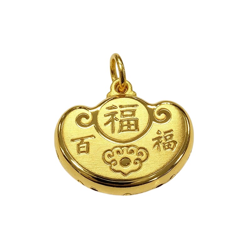【直播】TSL谢瑞麟古法金黄金吊坠平安百福锁计价足金XR764.国补