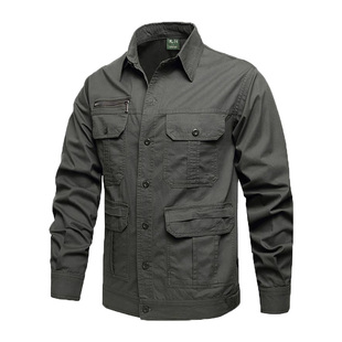 夏季工作服男装单件上衣长袖电焊焊工工地劳保服纯棉耐磨男士夏天