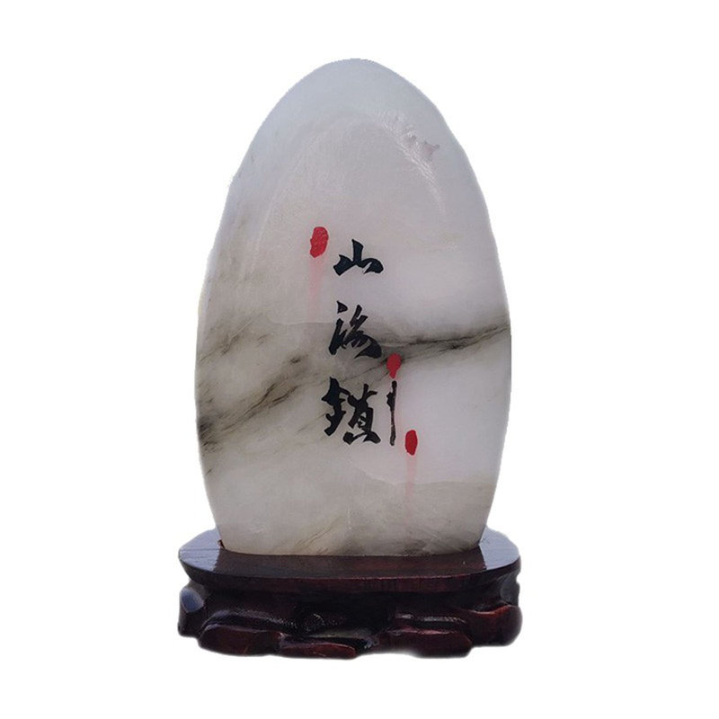 山海镇雪花玉摆件室外家居冲路