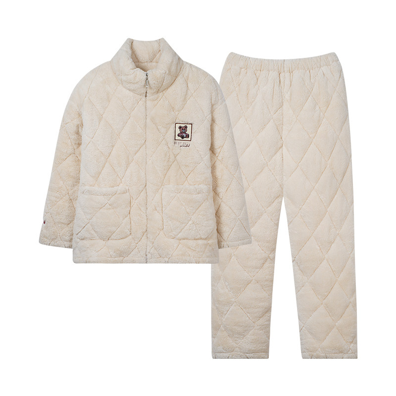 芬腾正品冬季珊瑚绒夹棉女家居服