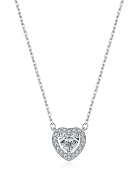 摩典莫桑钻S925纯银复古爱心项链