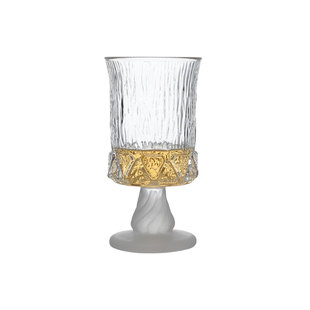 中古1980s高脚芬冰杯 蒙砂杯脚玻璃杯酒杯精酿啤酒杯饮料杯水杯子