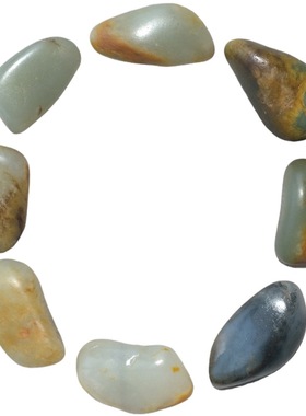 新疆和田玉籽料原石手串天然青白玉黄皮沙枣青多宝玉石手链长条形