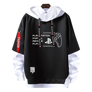 索尼新psp掌机PS5周边PlayStation Portal假两件连帽卫衣男女外套