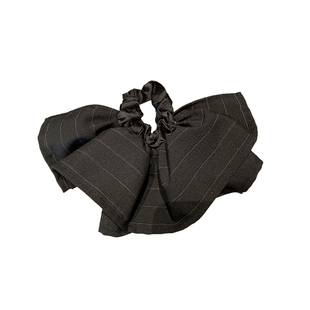 气质氛围感双层大裙摆条纹小肠发圈韩国发量少显多黑色弹力头绳女