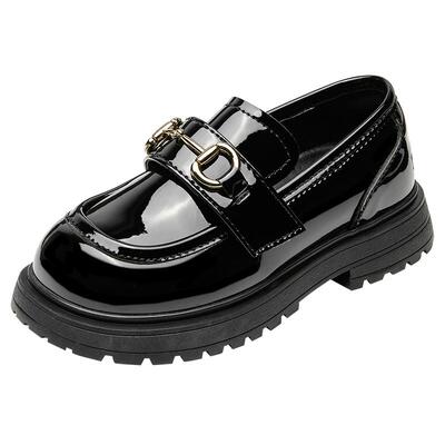 百丽童鞋秋季女童黑皮鞋