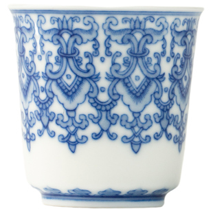 【麻子大师】三勤堂青花手绘宝相纹直口杯景德镇陶瓷主人杯品茗杯