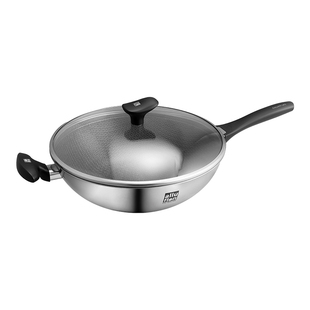 alluflon阿路弗仑波尼亚不锈钢炒锅不粘锅家用不生锈燃气灶电磁炉