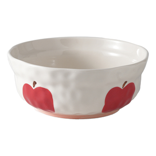 肆月日式可爱陶瓷餐具红色苹果餐盘菜盘深盘家用不规则仪式感盘子