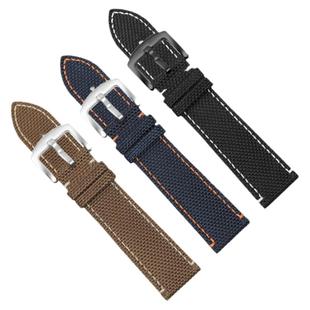 帆布手表带代用美度M026领航者泰格豪雅F1海湾蓝色豪雅尼龙表带男