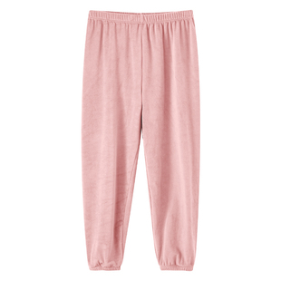 千线艺【轻暖海岛绒】儿童睡裤保暖珊瑚绒男女童束脚磨毛单裤冬季