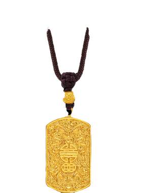 周生生古法黄金东方古祖平安符黄金项链足金吊坠93471Z