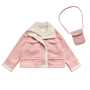 女童皮毛一体外套2026秋冬新款时髦洋气儿童加绒加厚冬装夹克上衣