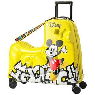 迪士尼可坐儿童拉杆箱漫威卡通行李箱可骑宝宝拖箱骑行旅行箱24寸